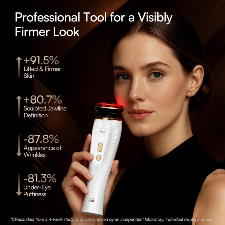 Aurenza ProSculpt™ Neck and Face Lifter in white, showing a sleek, contoured device designed for skin tightening and lifting.