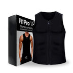 Aurenza FitPRO Gynecomastia Reduction Compression Vest shown on a mannequin, designed to flatten and shape the chest area.