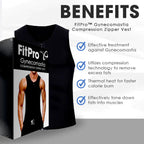 A man wearing the FitPRO Gynecomastia Reduction Compression Vest by Aurenza Shop, showing the form-fitting design and smooth fabric.