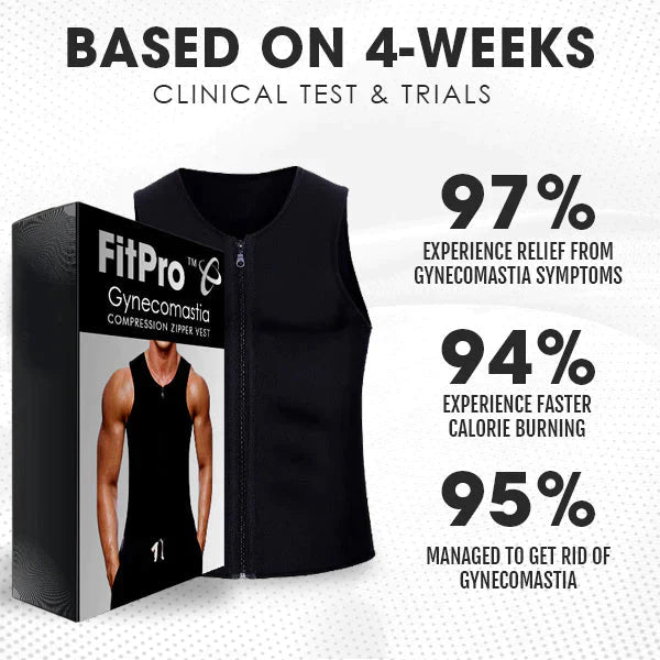 Aurenza FitPRO Gynecomastia Reduction Compression Vest worn by a man, providing chest support and shaping.