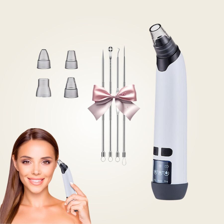 Aurenza Blackhead Remover Pore Vacuum Cleaner showing the device with a sleek black design for facial pore cleaning.