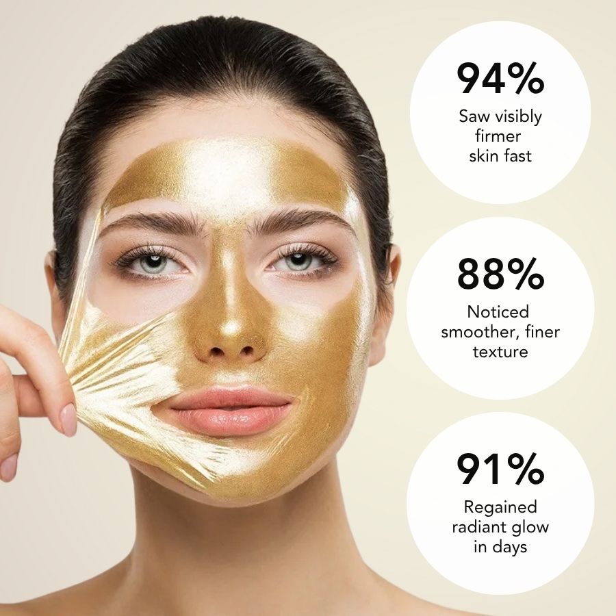 Aurenza Shop 24K anti-aging lift and firm face mask, luxury treatment in a sleek jar, designed for quick facial rejuvenation.