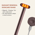 Aurenza 7-in-1 LED facial toning and rejuvenation wand with multiple light therapy heads for skincare treatment.