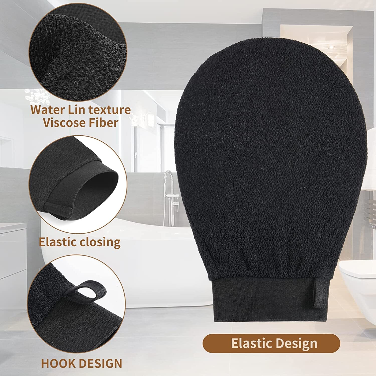Set of two Aurenza Shop exfoliating glove body scrubbers for gentle skin exfoliation and smoothness.