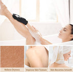Set of two Aurenza Shop exfoliating glove body scrubbers for gentle skin exfoliation and cleansing.