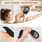 Set of two exfoliating glove body scrubbers by Aurenza Shop, textured for gentle skin exfoliation and cleansing.