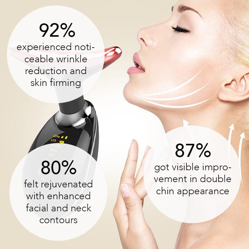 Black 3-in-1 mini facial toning and rejuvenation device by Aurenza, with exfoliating gloves for skin rejuvenation.