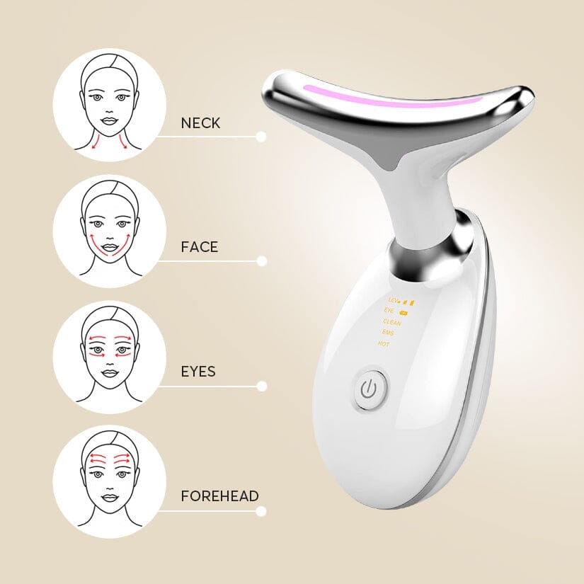 Aurenza Shop 3-in-1 Mini Facial Toning and Rejuvenation Device in black with exfoliating gloves for skin care.