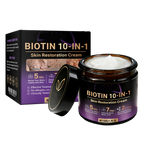 Two jars of Aurenza Shop Biotin 10-in-1 Skin Restoration Cream, made and shipped from the USA, with natural skin care ingredients.