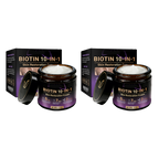 Two jars of Aurenza Shop Biotin 10-in-1 Skin Restoration Cream, made and shipped from the USA, with natural cream texture visible.