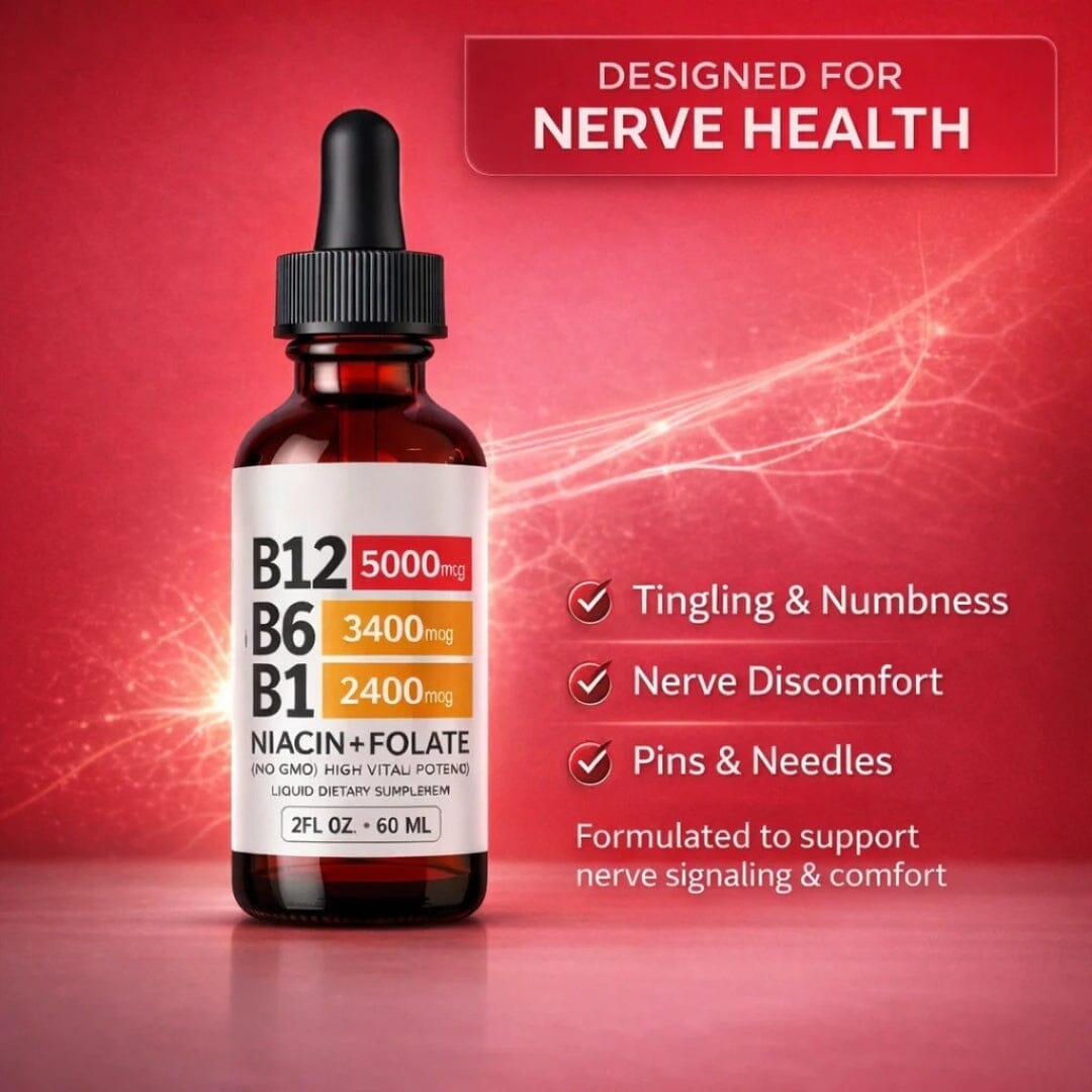 Aurenza Shop Vitamin B12 5-in-1 Complex bottles, showing the supplement packaging and label with vibrant design and product details.