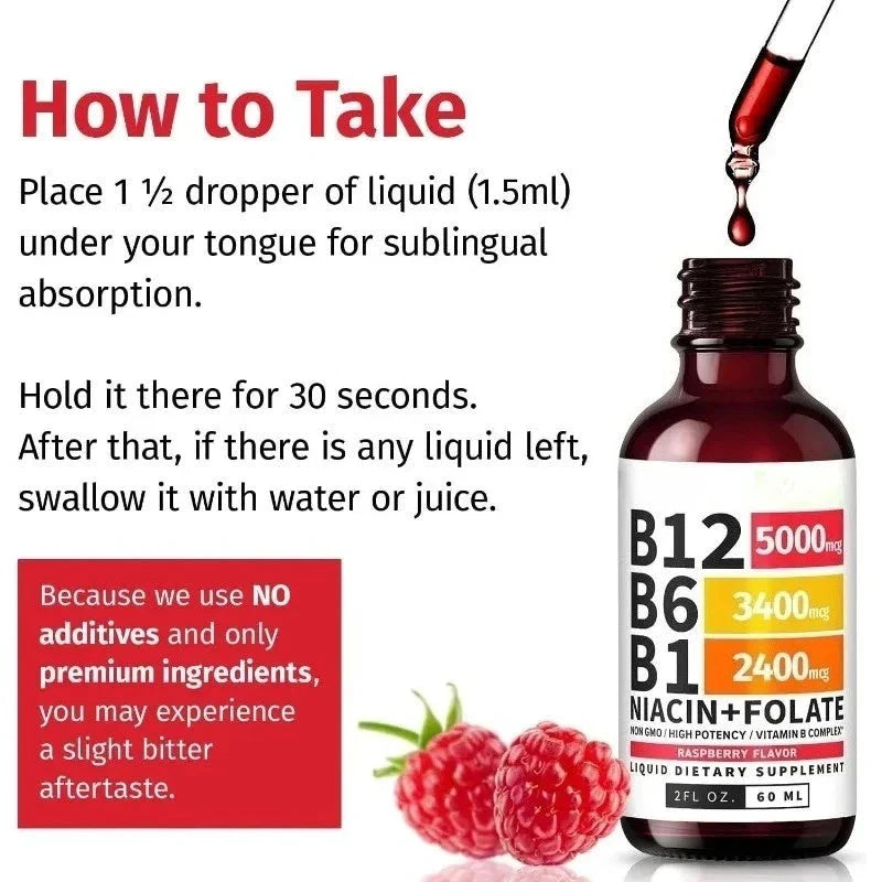 Aurenza Shop Vitamin B12 5-in-1 Complex bottles, dietary supplement for energy and vitality, with colorful packaging.