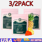 Three and two packs of Aurenza Shop Vital Source Feminine Balance Gummies with Hawaiian Pineapple flavor, showing the colorful gummy bottles.
