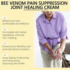 Aurenza Bee Venom Joint Pain Relief Cream jar with label showing natural healing ingredients for men and women.