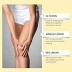 Aurenza Shop bee venom joint pain relief cream jar with label, designed for joint and bone pain relief for men and women.