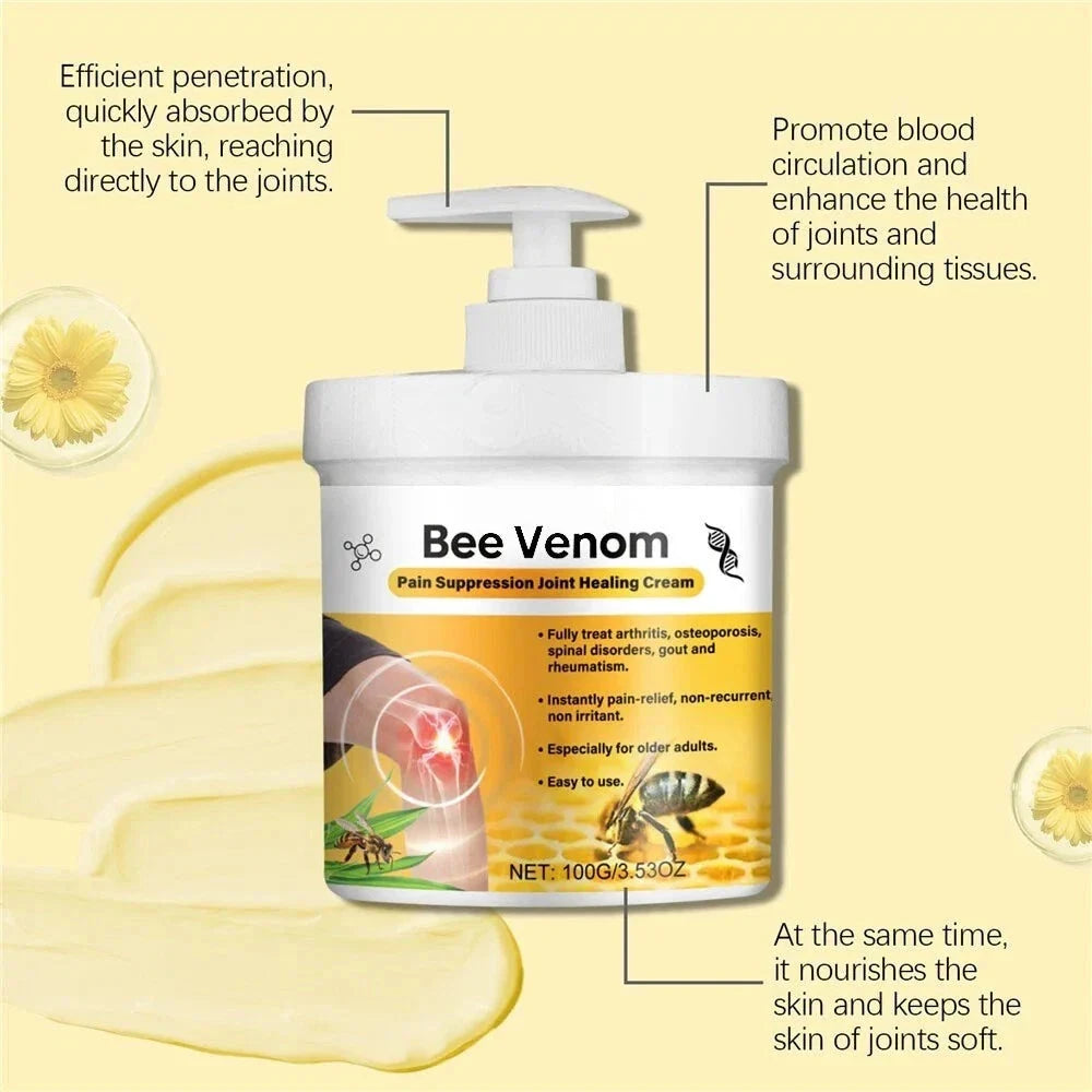 Aurenza Bee Venom joint pain relief cream for men and women, showing the tube of joint and bone cream with bee venom formula.