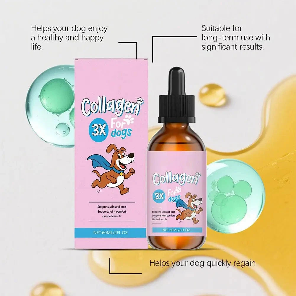 Aurenza Shop 1/3/5-piece dog collagen drops set for coat and skin care, featuring gentle formula dietary supplement for dogs.