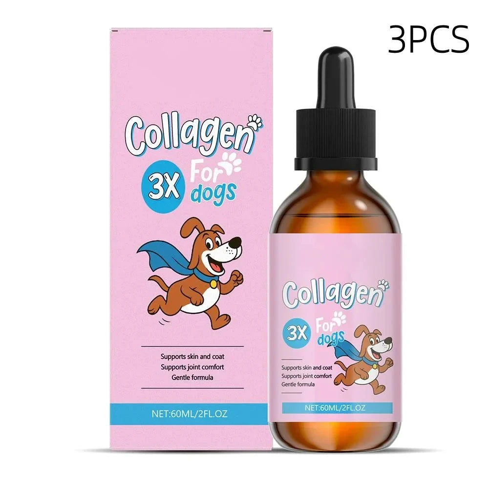 Aurenza Shop dog collagen drops in a bottle, gentle formula for coat and skin care, dietary supplement for dogs.