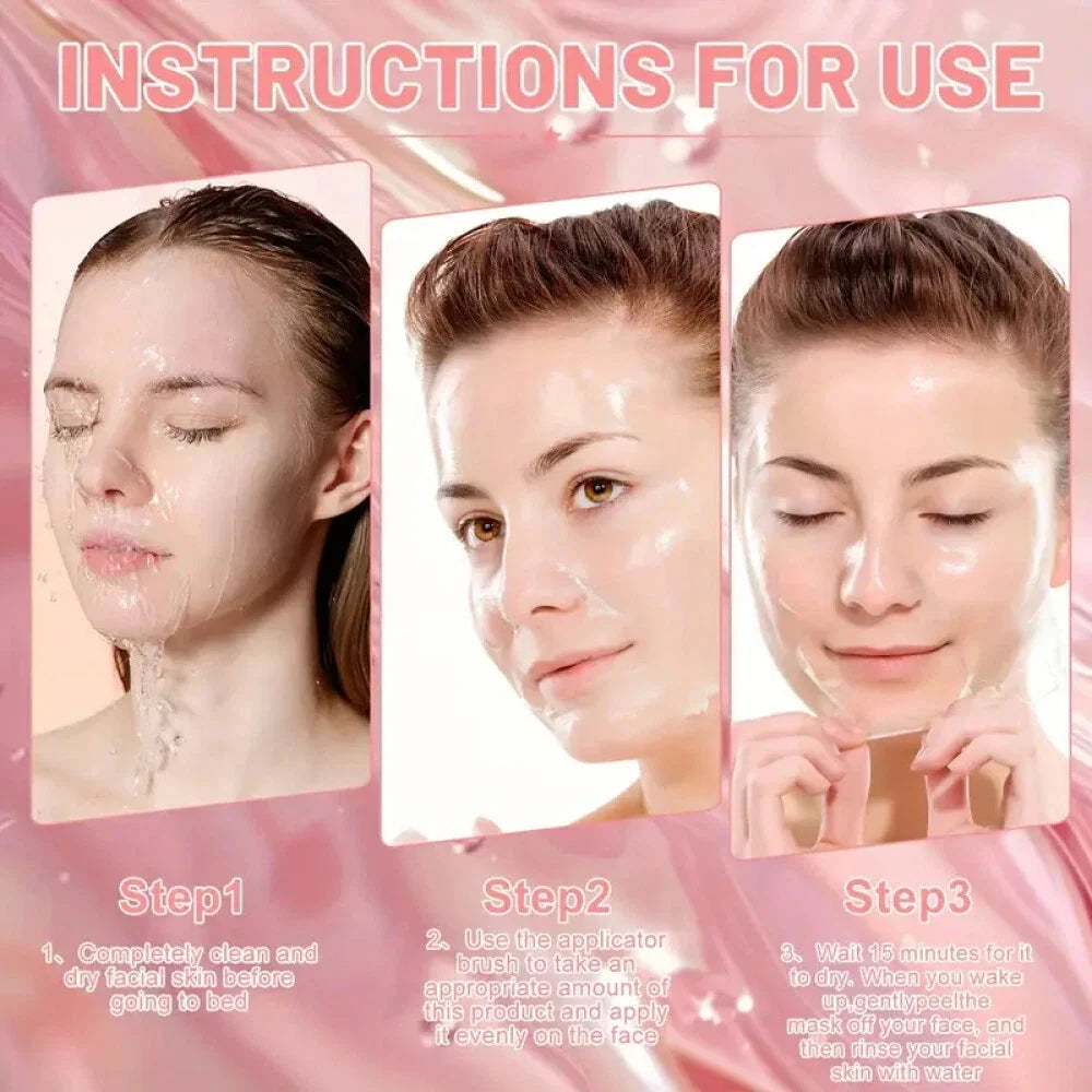 Aurenza Collagen Overnight Peel-Off Facial Mask for skin renewal and deep hydration, shown in its black peel-off mask form on a white background.