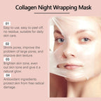 Aurenza Shop collagen overnight peel-off facial mask for skin renewal and deep hydration, shown on a clean, smooth face.
