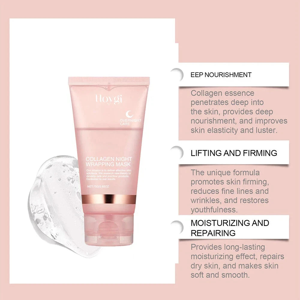 Aurenza Collagen Overnight Peel-Off Facial Mask for skin renewal and deep hydration, shown in the image.