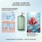 Aurenza Shop Hyaluronic Acid Body Serum in 386ml bottle, moisturizing essence with hyaluronic acid for smooth, hydrated skin.