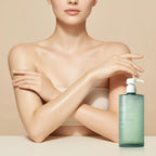 Aurenza Shop Hyaluronic Acid Body Serum bottle, 386ml, featuring clear liquid and pump dispenser, for deep hydration and skin nourishment.