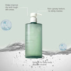 Aurenza Shop HA Body Hydrator Hyaluronic Acid Body Serum 386ml bottle with clear liquid and pump dispenser for hydration.