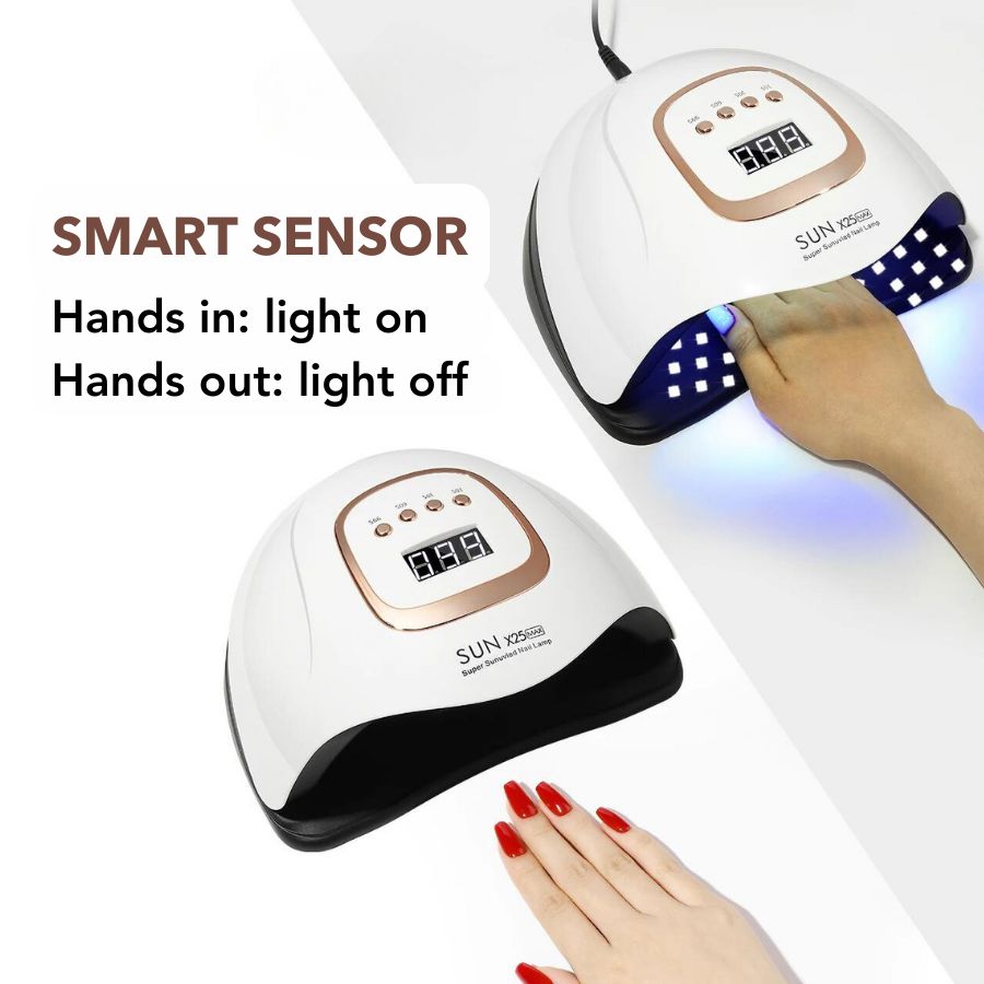 Aurenza Shop professional UV LED nail lamp 380W for quick, effective gel nail curing, shown on a clean white surface.