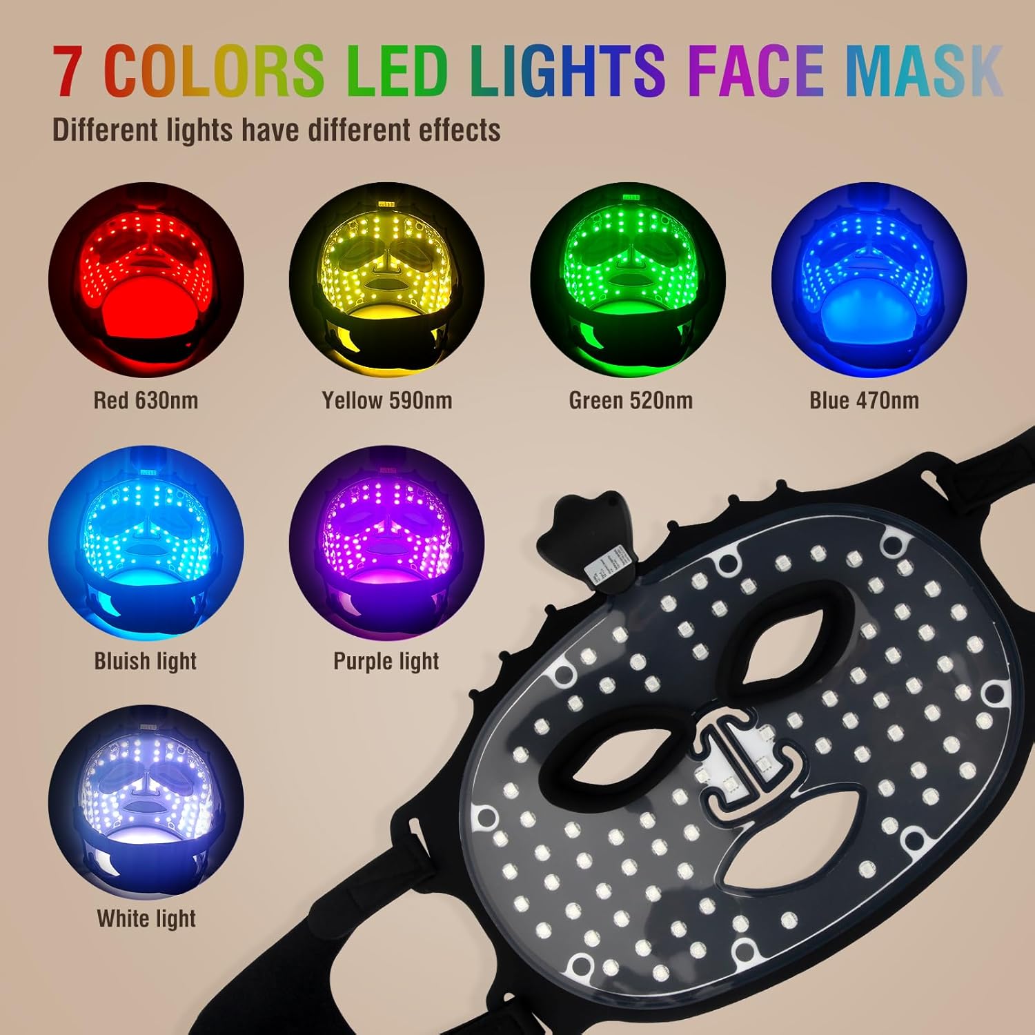 Aurenza Shop Face Mask Light Therapy Gen.2 in gold, showcasing the sleek device with adjustable straps and LED light panels.