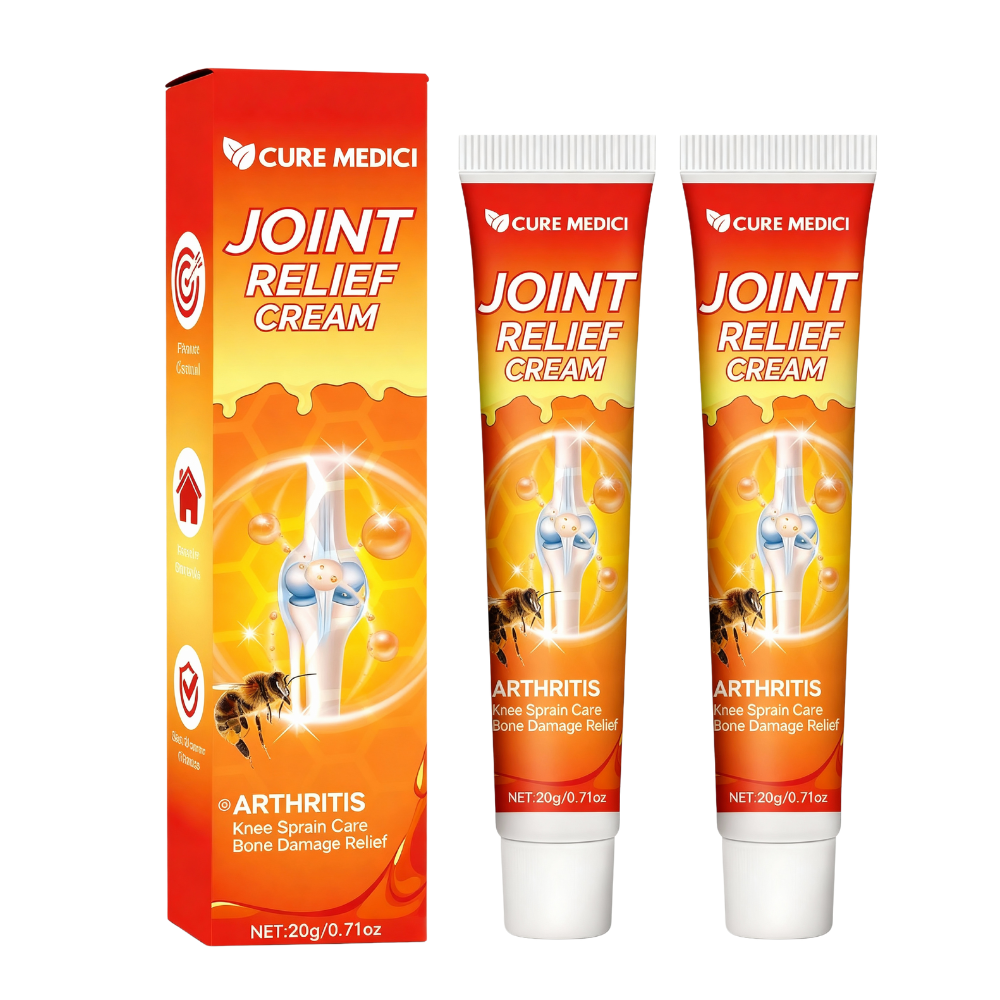 Aurenza Shop Joint Relief Cream tube with label, designed to soothe and reduce joint discomfort, shown against a plain background.