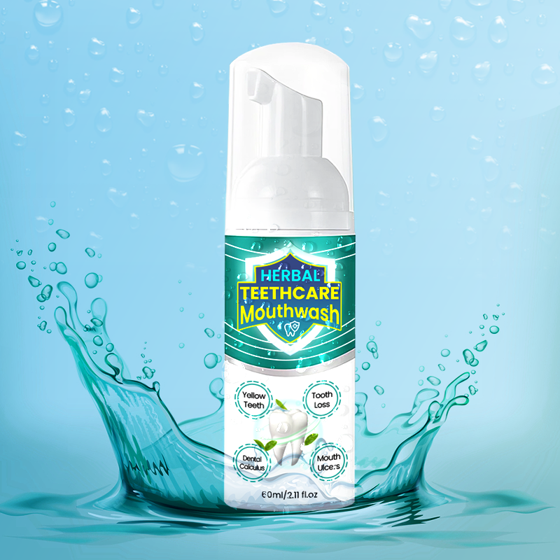 Two bottles of Aurenza Herbal TeethCare Mouthwash showing the product label and packaging for oral health solution.