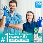 Aurenza Herbal TeethCare Mouthwash bottles showing herbal formula for oral health and fresh breath in a clean, bright setting.