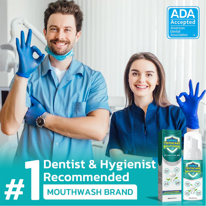 Aurenza Herbal TeethCare Mouthwash bottles showing herbal formula for oral health and fresh breath in a clean, bright setting.