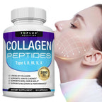 Two bottles of Aurenza Shop Collagen Peptides 1800mg capsules for hair, skin, anti-aging, joint, and bone health.
