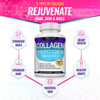 Two bottles of Aurenza Collagen Peptides 1800mg capsules for hair, skin, anti-aging, joint, and bone health.