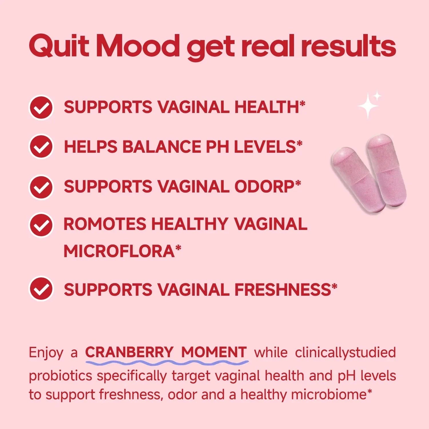 Two bottles of Aurenza Shop Quitmood Queen's Female-Focused Once-daily Women's V Probiotics for pH balance and odor control.