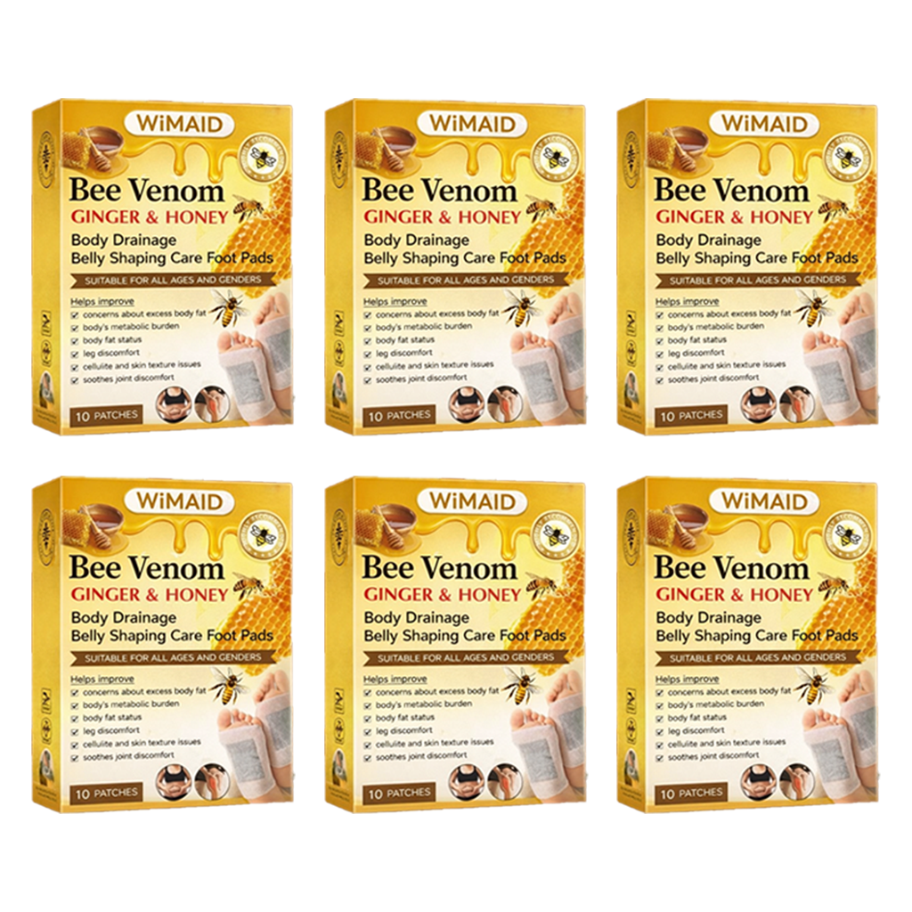 Set of two boxes of Aurenza Bee Venom Ginger Herbal Foot Patches, featuring natural ingredients and herbal foot care.