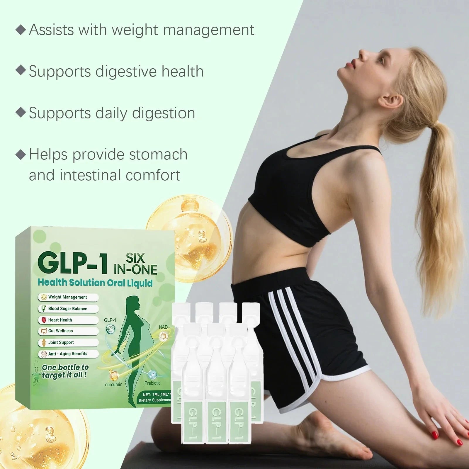 Two boxes of Aurenza Shop Glp-1 Moringa Diet Drops, 7 x 1ml bottles for boosting metabolism and gut health.