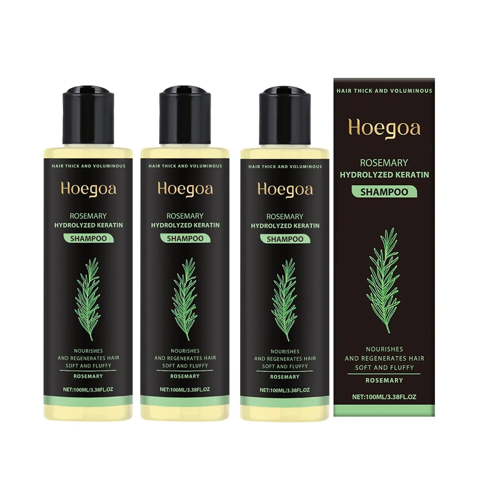 Aurenza Shop Hoegoa Rosemary Hair Shampoo and Hair Oil set for volumizing, thickening, strengthening, and oil control.