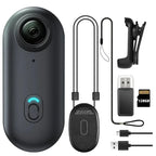 Aurenza Mini Body Camera with helmet mount, full HD, WiFi, 128GB storage, compact design for motorcycle and sports action filming.
