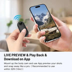 Aurenza Mini Body Camera Helmet handlebar mount, black full HD sports action camera with WiFi and 128GB storage for motorcycle riding.