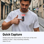 Aurenza Shop mini body camera mounted on motorcycle helmet, capturing full HD video of road and sport action with Wi-Fi connectivity.
