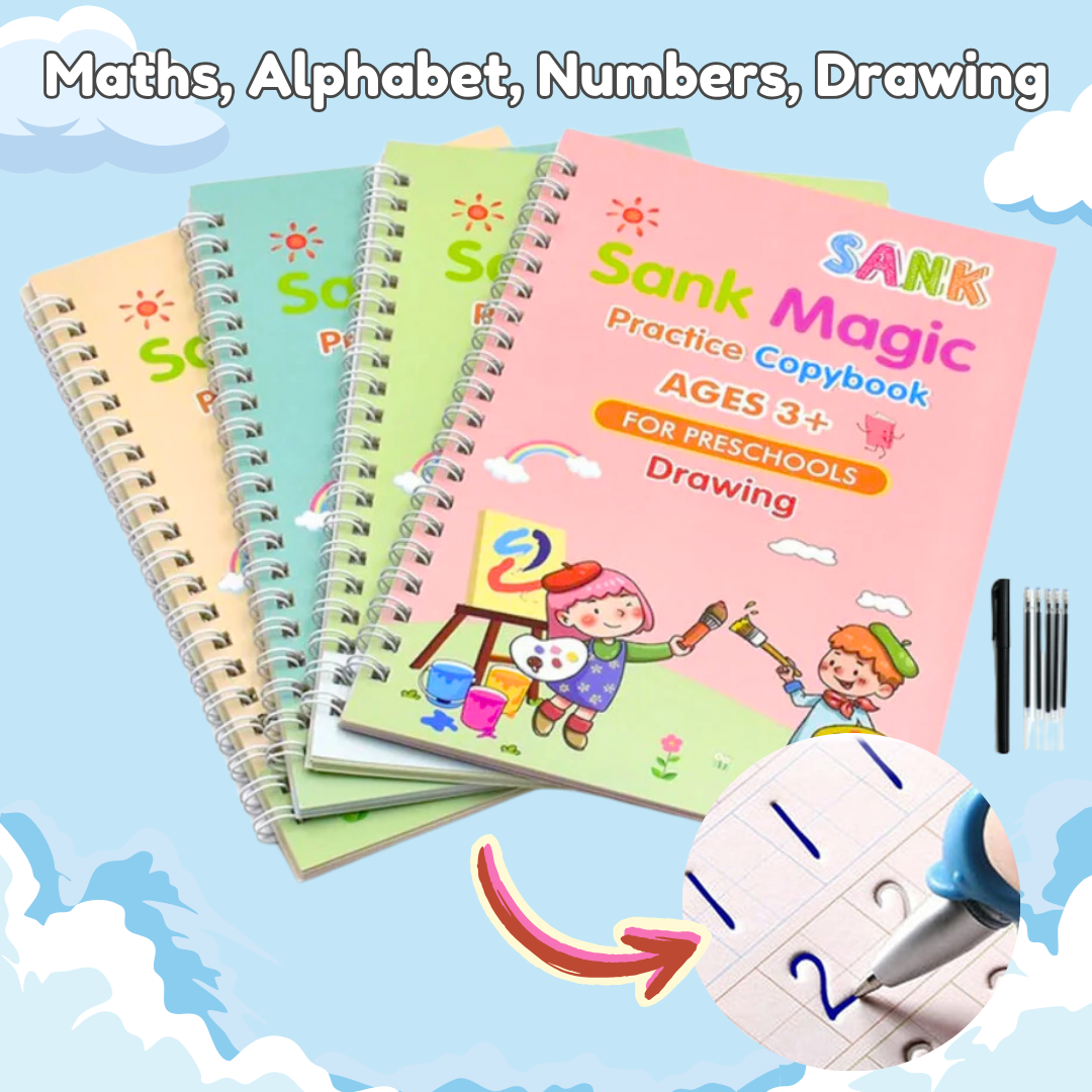 TinyBuddy Handwriting Practice Kit by Aurenza Shop, includes four colorful practice sheets and tools for handwriting improvement.