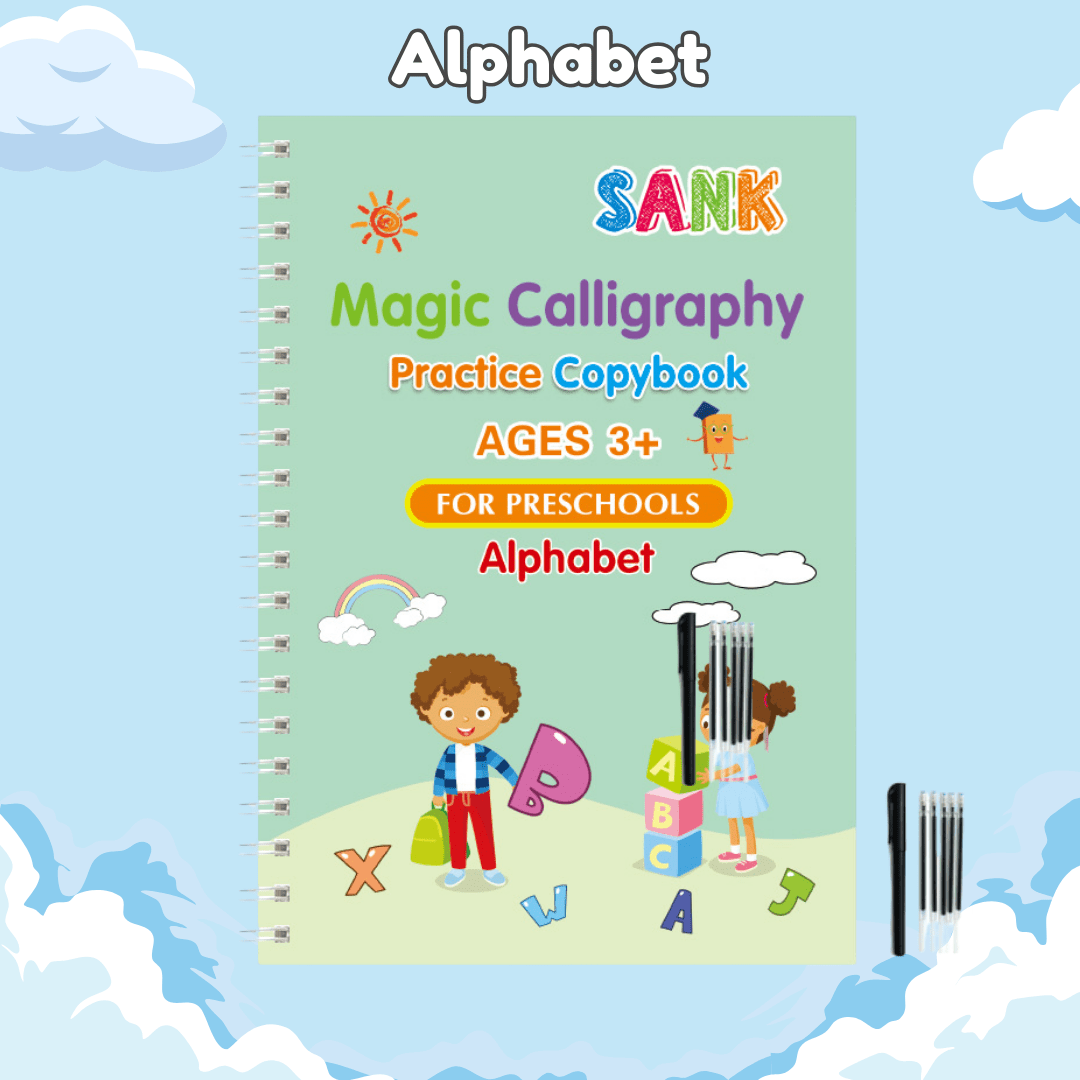 Aurenza Shop TinyBuddy Handwriting Practice Kit with four colorful learning tools and practice sheets for handwriting skills.