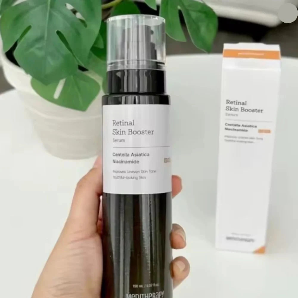 Aurenza Medithermapy Retinol Skin Booster serum with dropper, showing clear bottle and applicator for skin brightening and dark spot reduction.