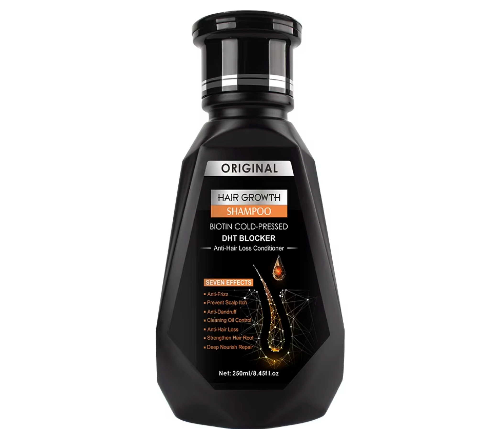 Aurenza Original Hair Growth Shampoo with biotin, cold pressed, DHT blocker, 250ml anti hair loss shampoo for thicker hair.
