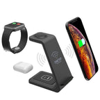 Aurenza PowerBase 3-in-1 wireless charger in black, with multiple charging pads for Apple devices and accessories.