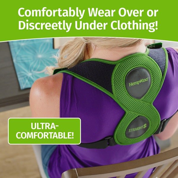 Aurenza Shop Straight 8 back brace showing a supportive, adjustable ergonomic design for back pain relief and posture correction.
