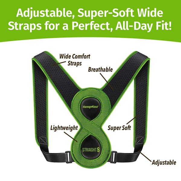 Aurenza Shop Straight 8 back brace showing adjustable straps and supportive design for back pain relief.